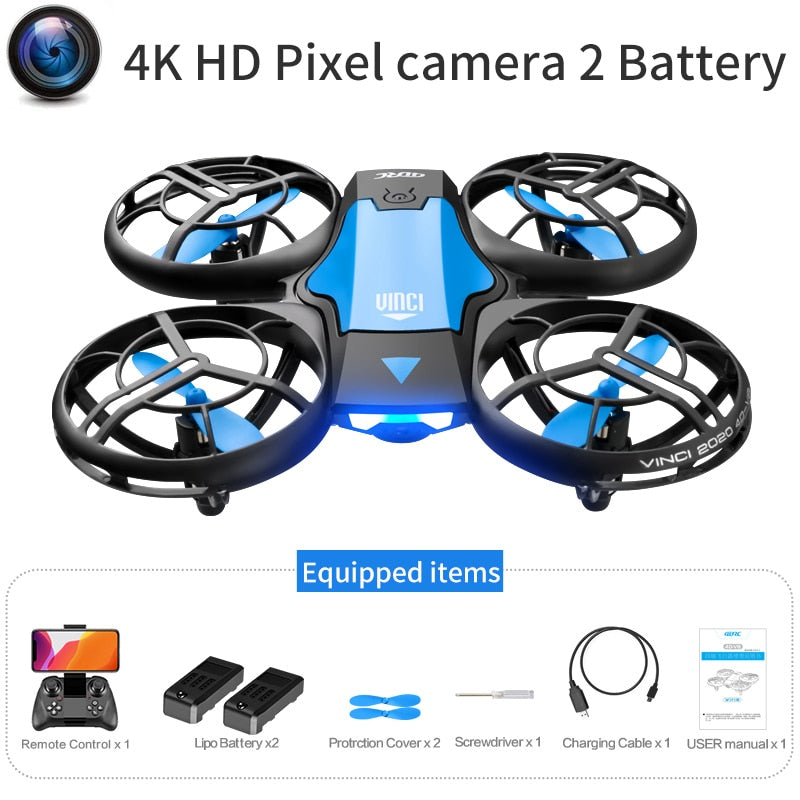 Nouveau mini drone V8 4K 1080P HD caméra WiFi Fpv pression d'air hauteur maintenir pliable quadricoptère RC drone jouet