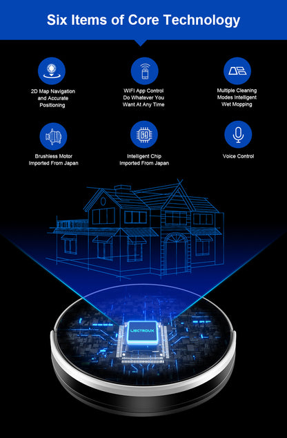 Aspiradora robot LIECTROUX C30B: navegación con mapas de IA, memoria, partición inteligente, succión de 6000 Pa, tanque de agua eléctrico, mopa húmeda