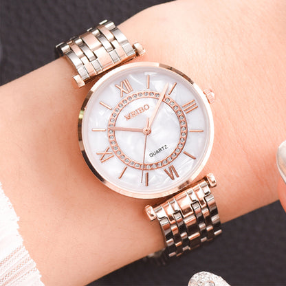 Reloj de pulsera de cuarzo con diamantes y pulsera de cristal de moda y lujo para mujer Reloj femenino