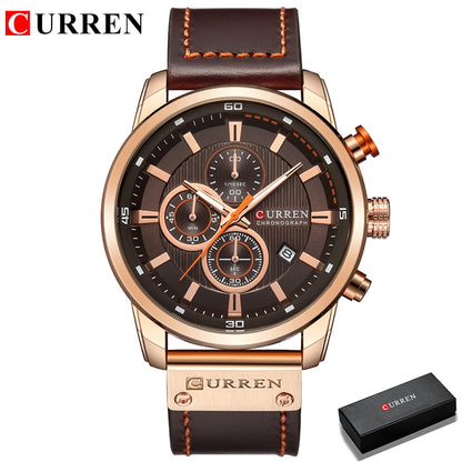 Montres de sport de luxe à quartz CURREN Fashion Date pour hommes de la marque supérieure 