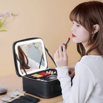 Trousse de maquillage LED portable intelligente avec miroir - Trousse de maquillage de voyage pour femme 