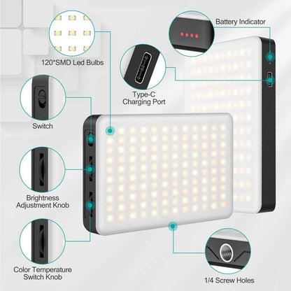 Kits de lámparas de estudio regulables con luz LED para cámara de vídeo VIJIM VL120 de 3200 K a 6500 K y 3100 mAh 